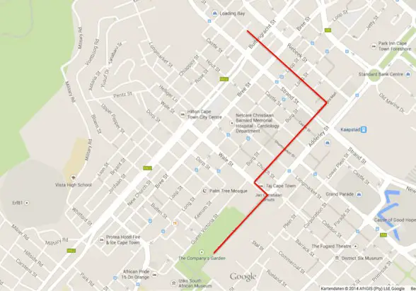 Die Route des City Walk in Kapstadt (Eröffnung: 2015)
